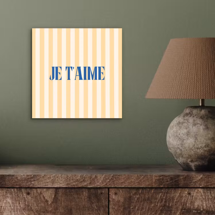 Aluminium schilderij - Blauw - Geel - Strepen - Je t'aime — 3