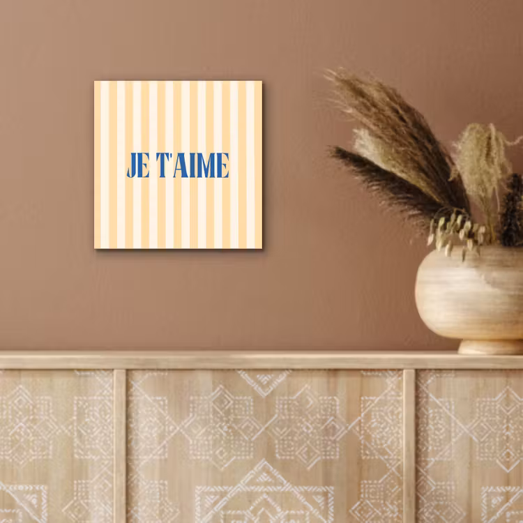 Aluminium schilderij - Blauw - Geel - Strepen - Je t'aime — 5