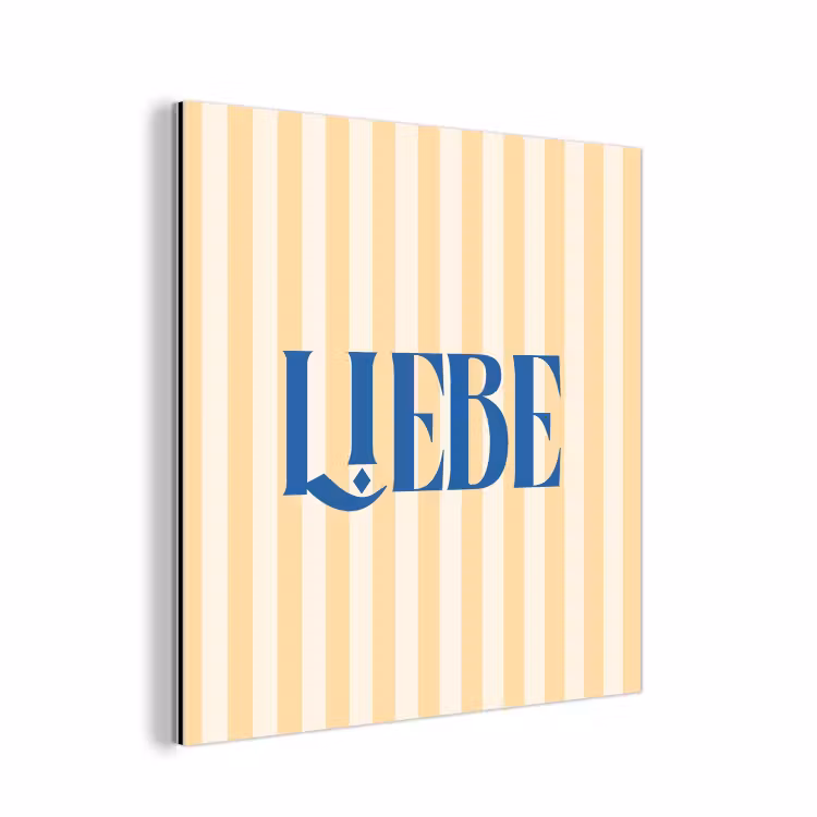 Aluminium schilderij - Blauw - Geel - Strepen - Liebe — 1
