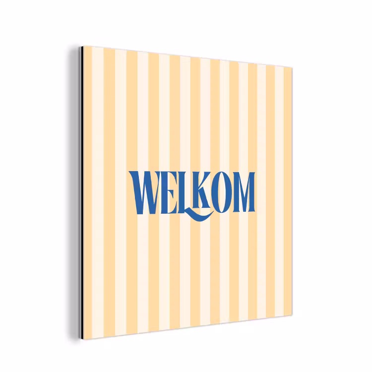 Aluminium schilderij - Blauw - Geel - Strepen - Welkom — 1