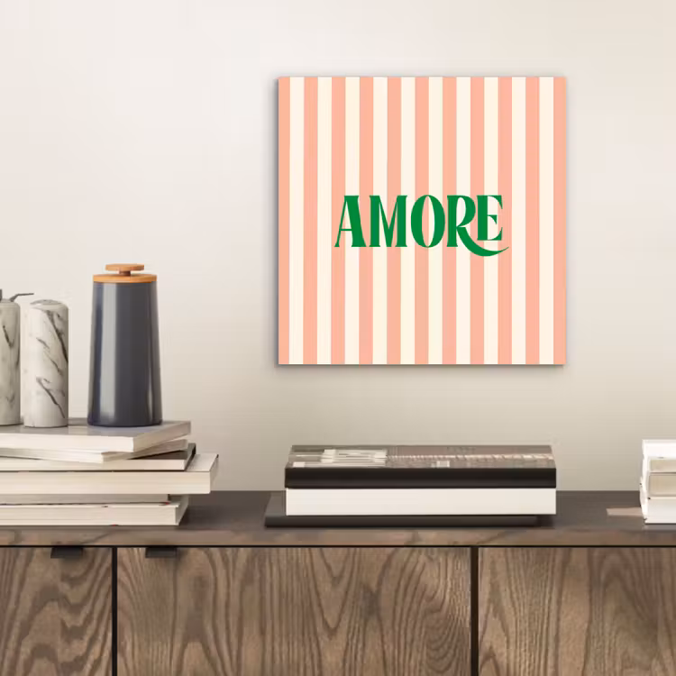 Aluminium schilderij - Zachtroze - Groen- Strepen - Amore — 2