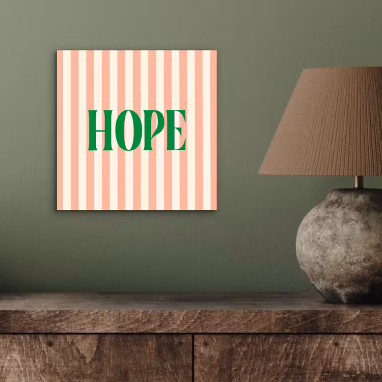 Aluminium schilderij - Zachtroze - Groen - Strepen - Hope — 3
