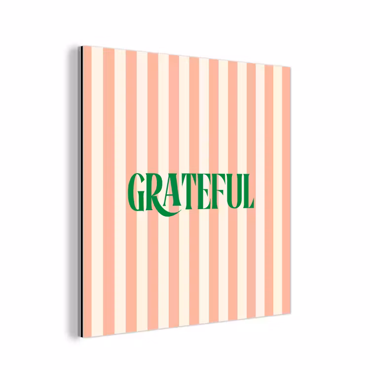 Aluminium schilderij - Zachtroze - Groen - Strepen - Grateful — 1