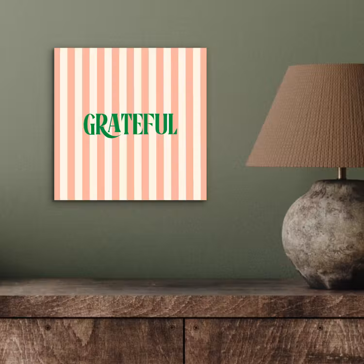 Aluminium schilderij - Zachtroze - Groen - Strepen - Grateful — 3
