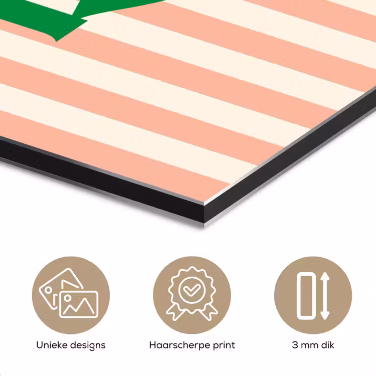 Aluminium schilderij - Zachtroze - Groen - Strepen - Leef — 7