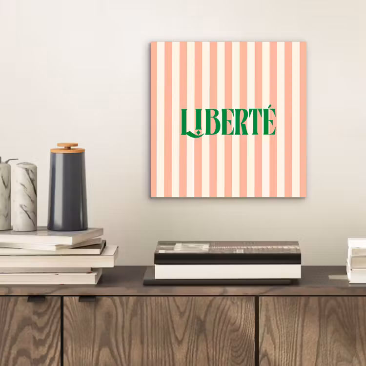 Aluminium schilderij - Zachtroze - Groen - Strepen - Liberté — 2