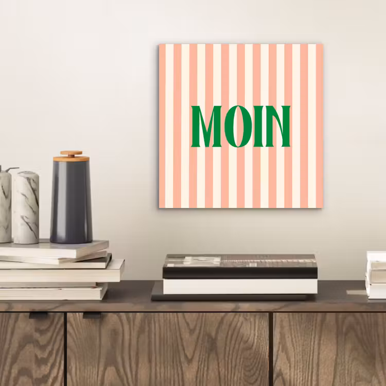 Aluminium schilderij - Zachtroze - Groen - Strepen - Moin — 2