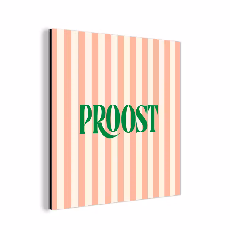 Aluminium schilderij - Zachtroze - Groen - Strepen - Proost — 1