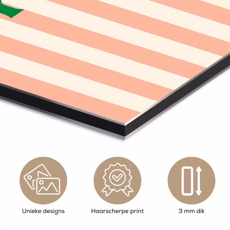 Aluminium schilderij - Zachtroze - Groen - Strepen - Proost — 7