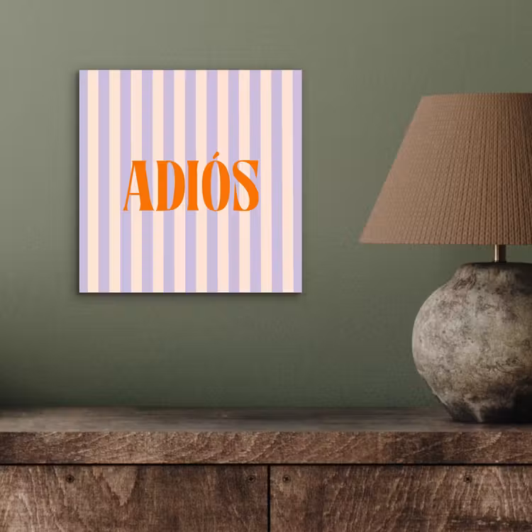 Aluminium schilderij - Lila - Oranje - Strepen - Adiós — 3