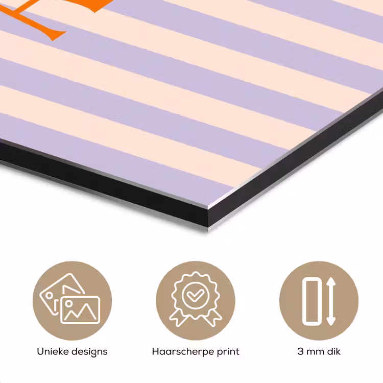 Aluminium schilderij - Lila - Oranje - Strepen - Adiós — 7