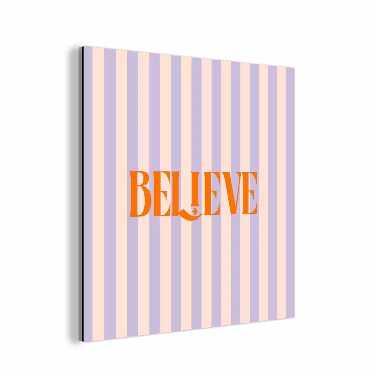Aluminium schilderij - Lila - Oranje - Strepen - Believe — 1