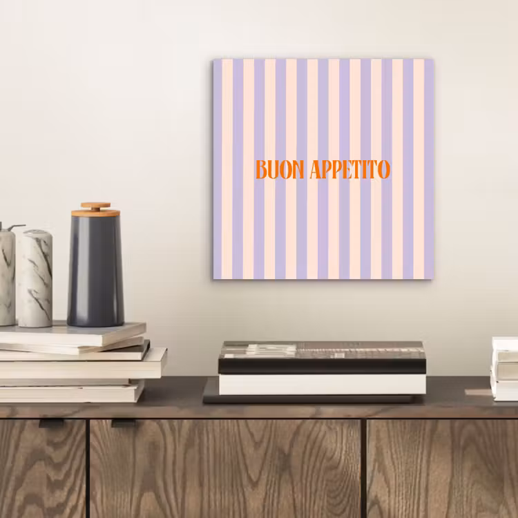 Aluminium schilderij - Lila - Oranje - Strepen - Buon Appetito — 2