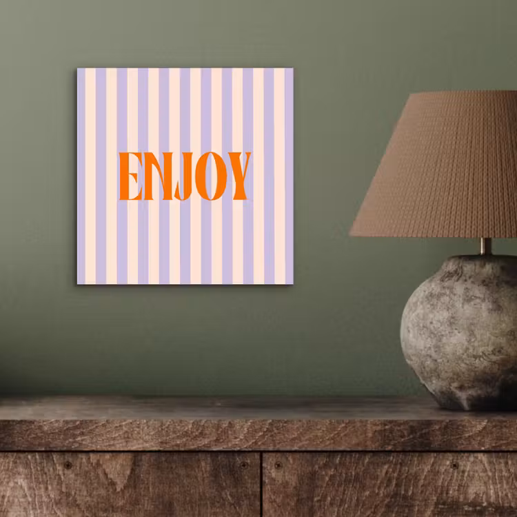 Aluminium schilderij - Lila - Oranje - Strepen - Enjoy — 3
