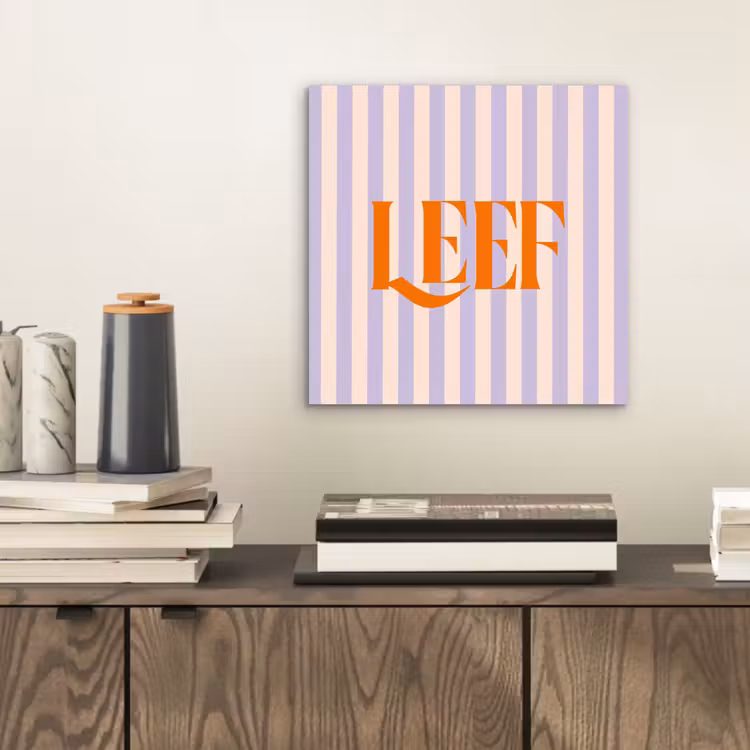 Aluminium schilderij - Lila - Oranje - Strepen - Leef — 2