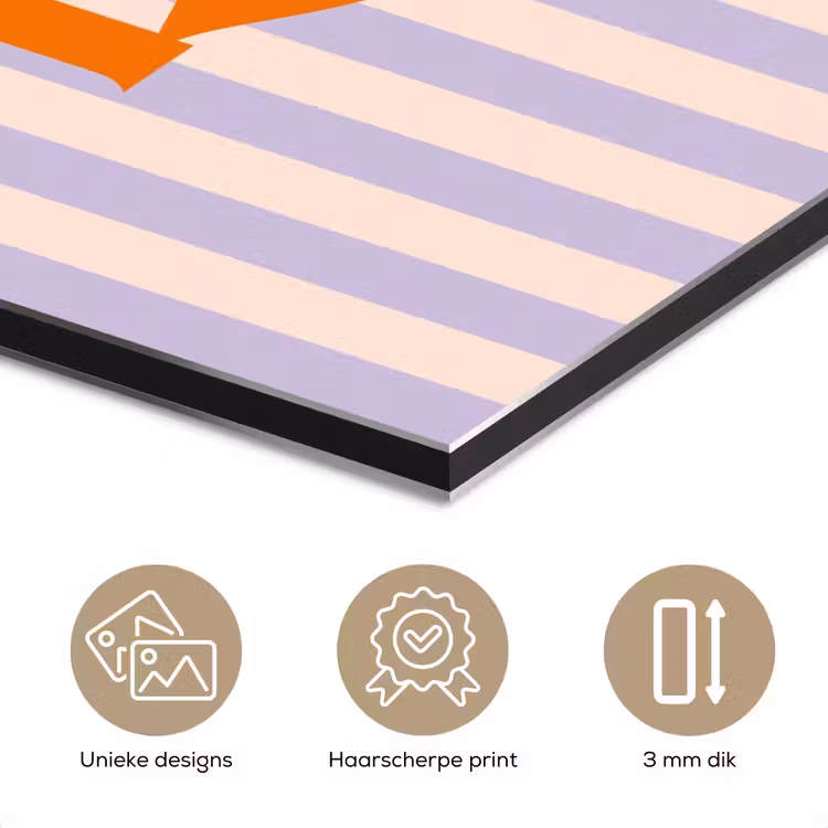 Aluminium schilderij - Lila - Oranje - Strepen - Leef — 7