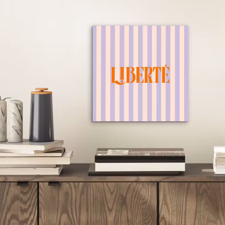 Aluminium schilderij - Lila - Oranje - Strepen - Liberté — 2