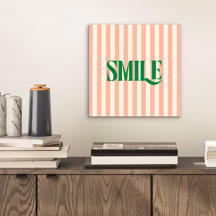 Aluminium schilderij - Zachtroze - Groen - Strepen - Smile — 2