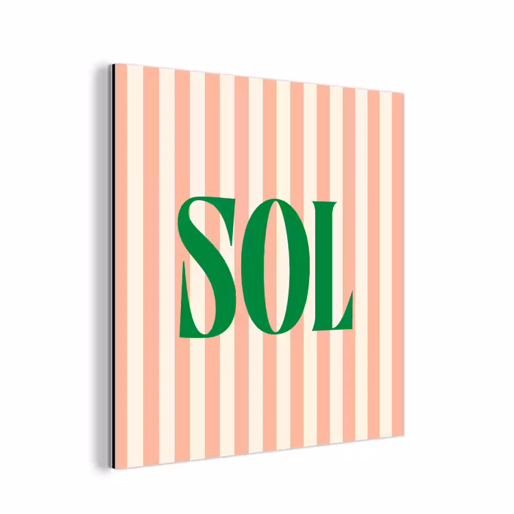 Aluminium schilderij - Zachtroze - Groen - Strepen - Sol — 1