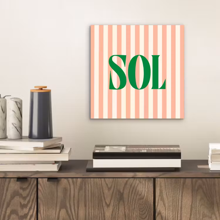 Aluminium schilderij - Zachtroze - Groen - Strepen - Sol — 2