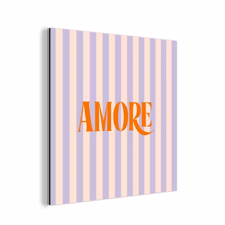 Aluminium schilderij - Lila - Oranje - Strepen - Amore — 1