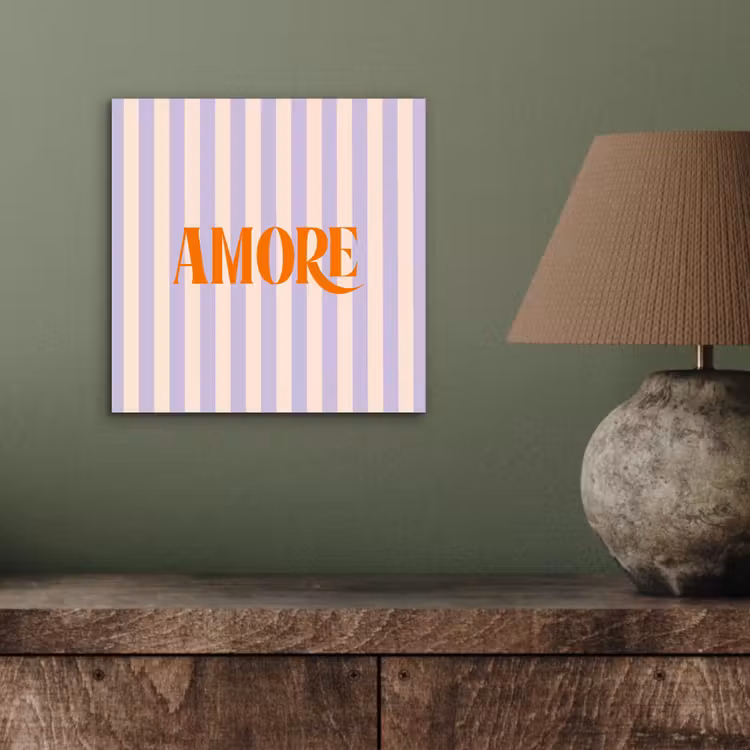 Aluminium schilderij - Lila - Oranje - Strepen - Amore — 3