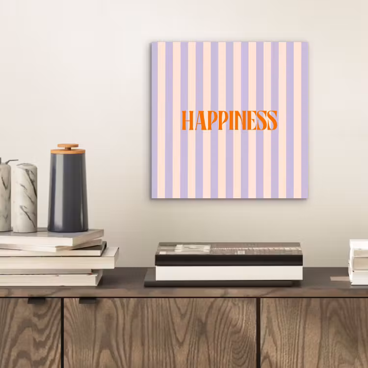 Aluminium schilderij - Lila - Oranje - Strepen - Happiness — 2