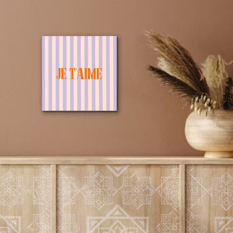 Aluminium schilderij - Lila - Oranje - Strepen - Je t'aime — 5