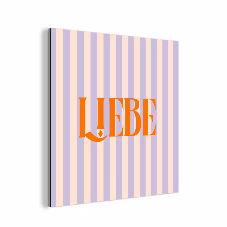 Aluminium schilderij - Lila - Oranje - Strepen - Liebe — 1