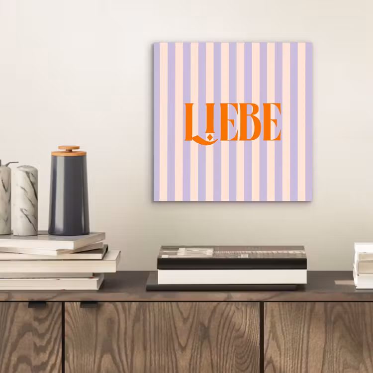 Aluminium schilderij - Lila - Oranje - Strepen - Liebe — 2