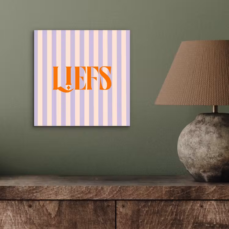 Aluminium schilderij - Lila - Oranje - Strepen - Liefs — 3