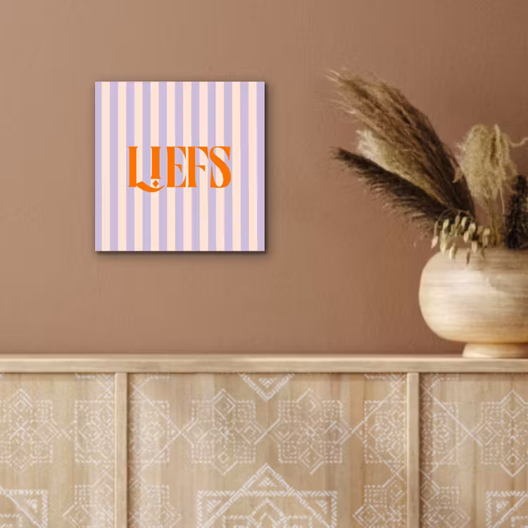 Aluminium schilderij - Lila - Oranje - Strepen - Liefs — 5