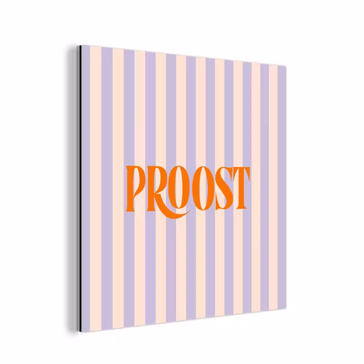 Aluminium schilderij - Lila - Oranje - Strepen - Proost — 1