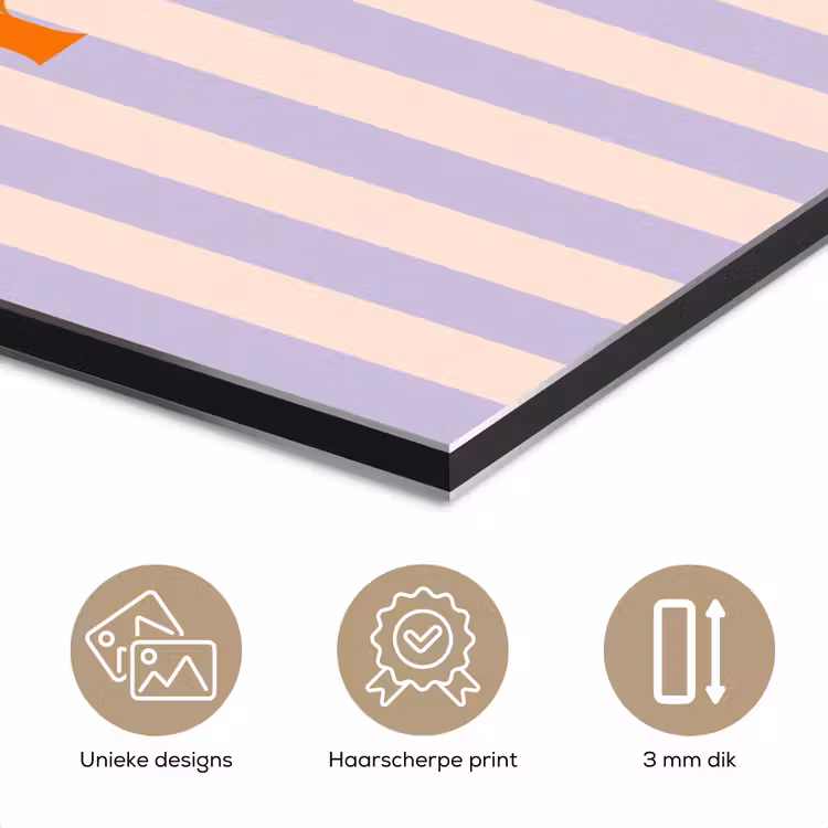 Aluminium schilderij - Lila - Oranje - Strepen - Proost — 7