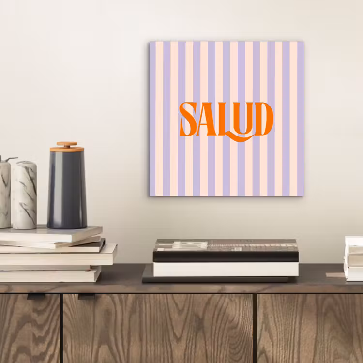 Aluminium schilderij - Lila - Oranje - Strepen - Salud — 2