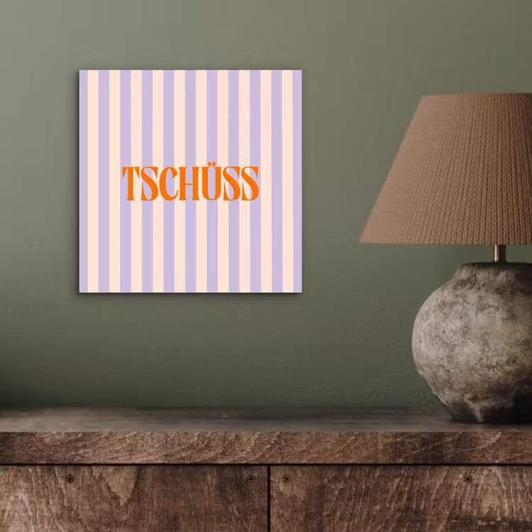 Aluminium schilderij - Lila - Oranje - Strepen - Tschüss — 3