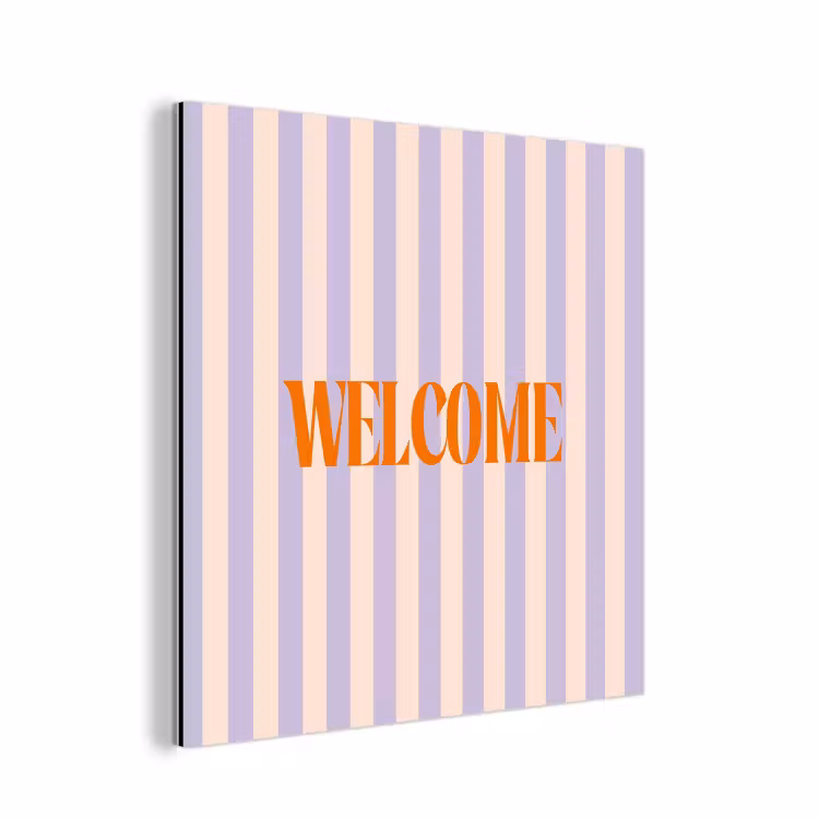 Aluminium schilderij - Lila - Oranje - Strepen - Welcome — 1