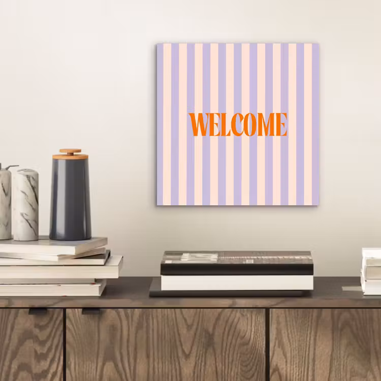 Aluminium schilderij - Lila - Oranje - Strepen - Welcome — 2