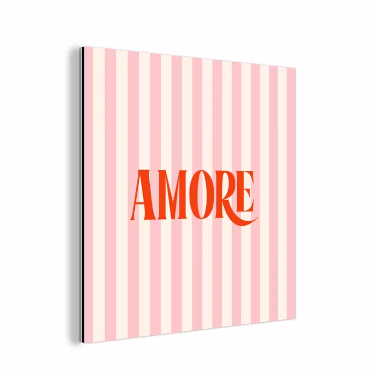 Aluminium schilderij - Zachtroze - Rood - Strepen - Amore — 1