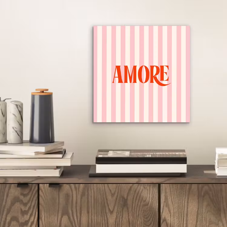 Aluminium schilderij - Zachtroze - Rood - Strepen - Amore — 2