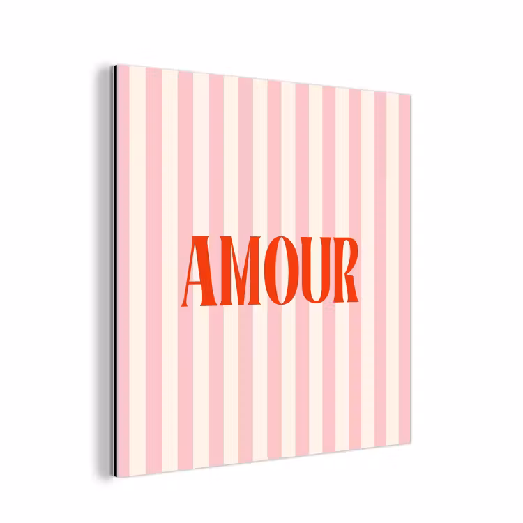 Aluminium schilderij - Zachtroze - Rood - Strepen - Amour — 1