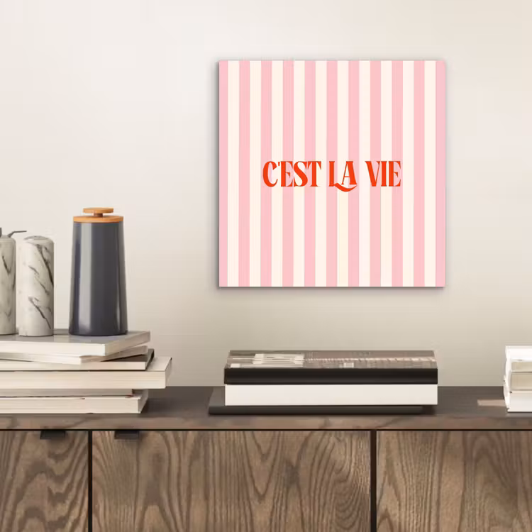 Aluminium schilderij - Zachtroze - Rood - Strepen - C'est La Vie — 2