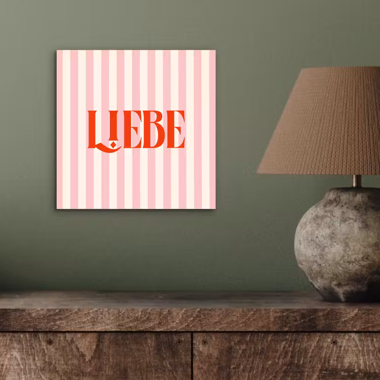 Aluminium schilderij - Zachtroze - Rood - Strepen - Liebe — 3
