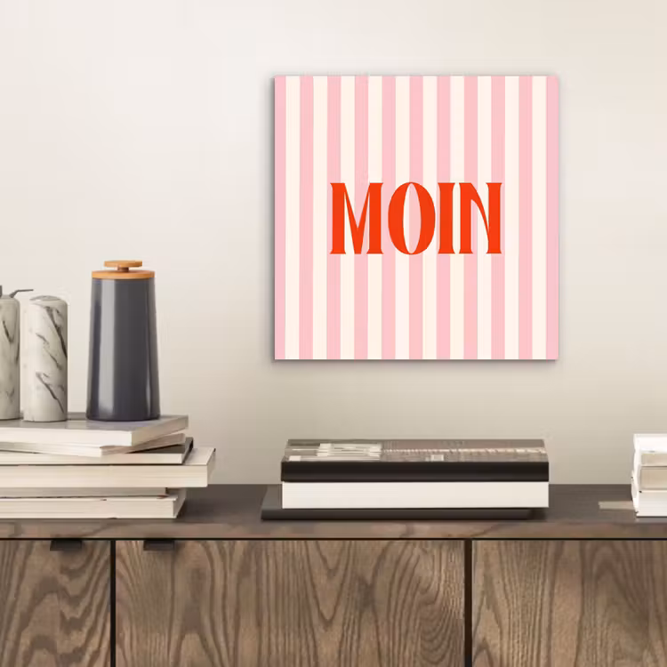 Aluminium schilderij - Zachtroze - Rood - Strepen - Moin — 2