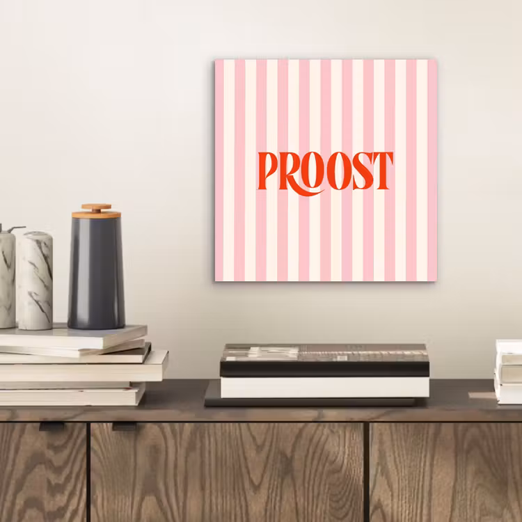 Aluminium schilderij - Zachtroze - Rood - Strepen - Proost — 2