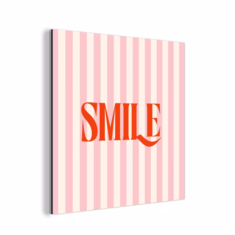 Aluminium schilderij - Zachtroze - Rood - Strepen - Smile — 1