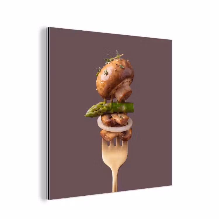 Aluminium schilderij - Eten - Gestapeld - Vork — 1