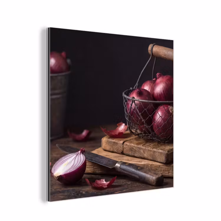 Aluminium schilderij - Ui - Eten - Rustiek — 1