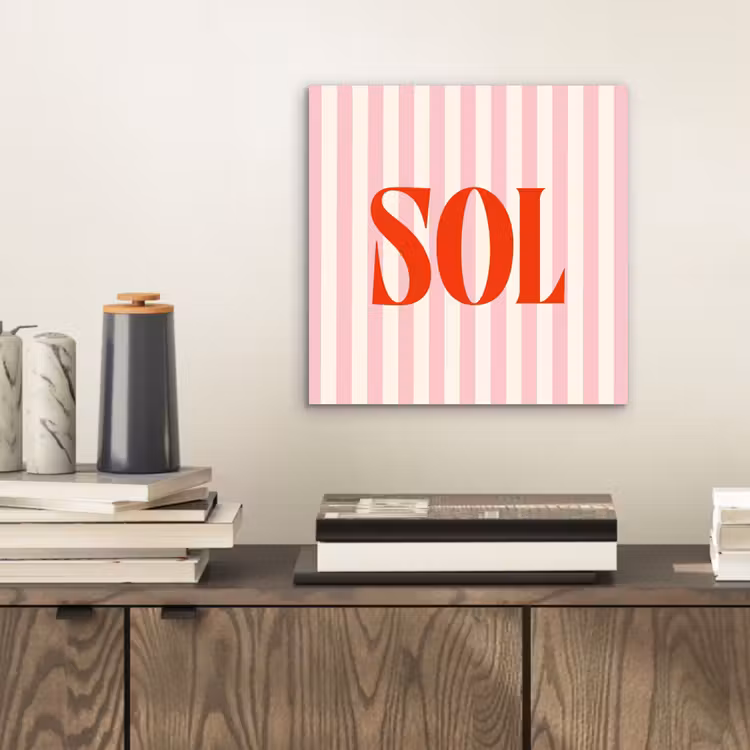 Aluminium schilderij - Zachtroze - Rood - Strepen - Sol — 2