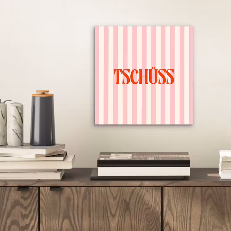 Aluminium schilderij - Zachtroze - Rood - Strepen - Tschüss — 2